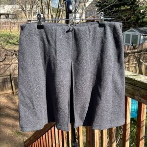 OGL Charcoal Gray Wool-Blend Skirt with Front Slit fully lined with shorts